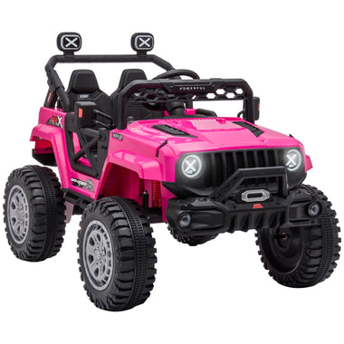 Toys and Games-12V Kids Ride on Car with Remote Control, Children Battery-Operated Car with Spring Suspension, Led Lights, Music, Horn & 3 Speeds, Pink - Outdoor Style Company