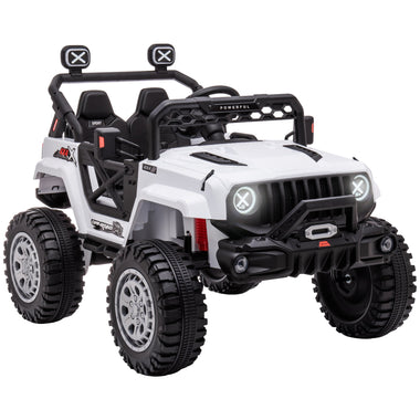 Toys and Games-12V Kids Ride on Car with Remote Control, Children Battery-Operated Car with Spring Suspension, Led Lights, Music, Horn & 3 Speeds, White - Outdoor Style Company