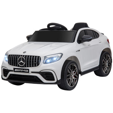 Toys and Games-12V Kids Ride-On Electric Toy Car with Remote Control, Toddler Licensed Mercedez-Benz with 2 Speeds, MP3, Light, Horn & Suspension, White - Outdoor Style Company