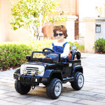 Toys and Games-12V Power Wheel Jeep, Kids Electric Truck, Ride On Car Toy with Remote Control, Headlights, Seat Belt & 2 Openable Door for 3-6 Years Old, Black - Outdoor Style Company