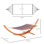 Outdoor and Garden-13 FT Outdoor Hammock with Stand, Single Bed, Arch Wooden Hammock with Straps and Hooks, Multi-color Stripe - Outdoor Style Company