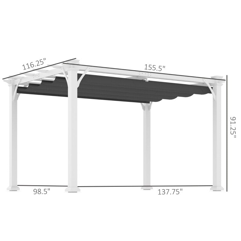 Pergolas-13' x 10' Outdoor Retractable Pergola, Wood Sun Shade Shelter for Grill, Garden, Patio, Backyard, Deck - Outdoor Style Company