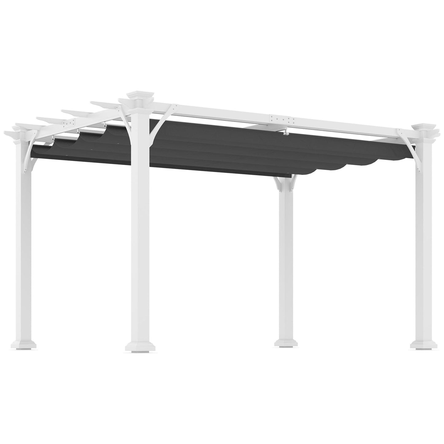 Outdoor and Garden-13' x 10' Retractable Pergola Canopy, Wood Gazebo Sun Shade Shelter for Garden, Patio, Backyard, Deck - Outdoor Style Company