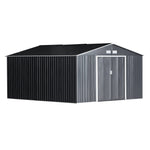 Outdoor and Garden-13' x 11' Metal Storage Shed, Garden Tool House with Double Sliding Doors, 4 Air Vents for Backyard, Patio, Lawn Dark Gray - Outdoor Style Company