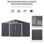 Outdoor and Garden-13' x 11' Metal Storage Shed, Garden Tool House with Double Sliding Doors, 4 Air Vents for Backyard, Patio, Lawn Dark Gray - Outdoor Style Company