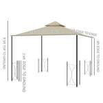 Outdoor and Garden-13' x 11' Patio Gazebo Canopy Garden Tent Sun Shade, Outdoor Shelter with 2 Tier Roof, Netting and Curtains, Steel Frame for Garden, Beige - Outdoor Style Company