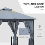 Outdoor and Garden-13' x 11' Patio Gazebo Canopy Garden Tent Sun Shade, Outdoor Shelter with 2 Tier Roof, Netting and Curtains, Steel Frame for Patio, Grey - Outdoor Style Company