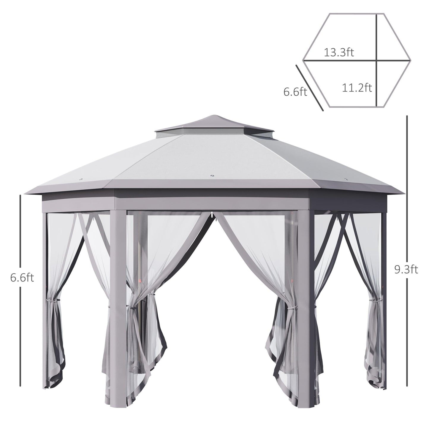 Outdoor and Garden-13' x 11' Pop Up Gazebo, Double Roof Canopy Tent with Zippered Mesh Sidewalls, Height Adjustable, Carrying Bag, for Patio Garden - Outdoor Style Company