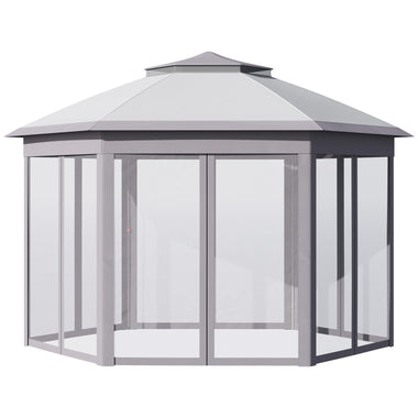Outdoor and Garden-13' x 11' Pop Up Gazebo, Double Roof Canopy Tent with Zippered Mesh Sidewalls, Height Adjustable, Carrying Bag, for Patio Garden - Outdoor Style Company