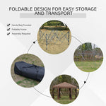 Miscellaneous-13' x 13' Heavy Duty Pop Up Canopy with Hexagonal Shape, 6 Mesh Sidewall Netting, 3-Level Adjustable Height and Strong Steel Frame, Brown - Outdoor Style Company