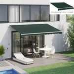 Outdoor and Garden-13' x 8' Retractable Awning Fabric Replacement Outdoor Sunshade Canopy Awning Cover, UV Protection, Dark Green - Outdoor Style Company