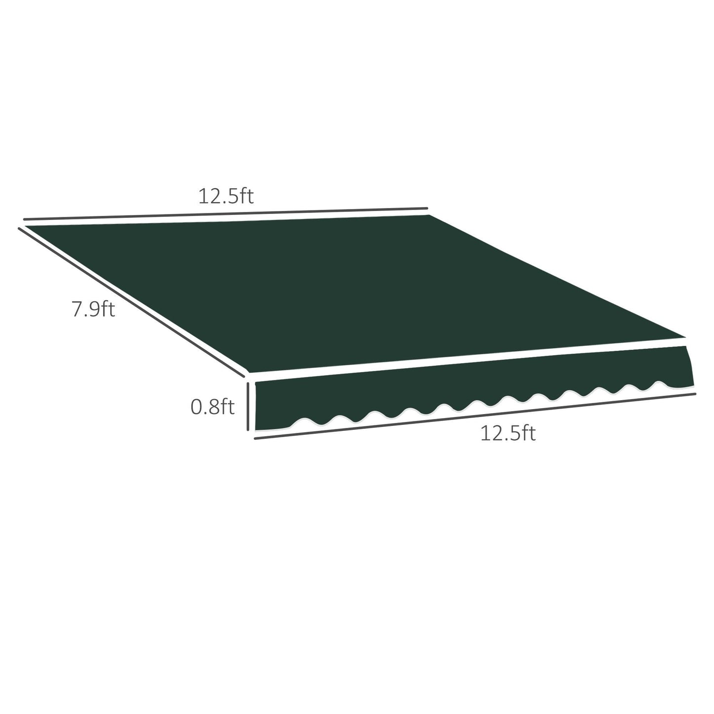 Outdoor and Garden-13' x 8' Retractable Awning Fabric Replacement Outdoor Sunshade Canopy Awning Cover, UV Protection, Dark Green - Outdoor Style Company