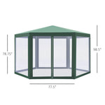 Outdoor and Garden-13ft x 13ft Outdoor Party Tent Hexagon Sun Shelter Canopy with Protective Mesh Screen Walls & Proper Sun Protection, Green - Outdoor Style Company