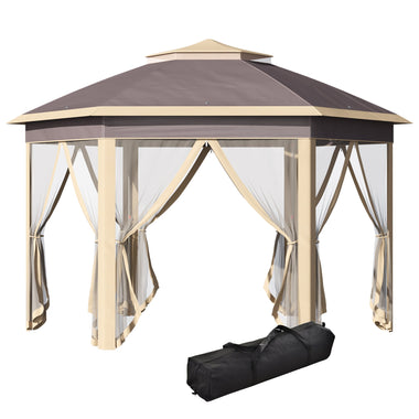 Miscellaneous-13'x11' Pop Up Gazebo, Double Roof Canopy Tent with Zippered Mesh Sidewalls, Height Adjustable and Carrying Bag - Outdoor Style Company