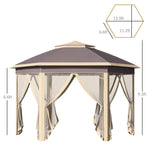 Miscellaneous-13'x11' Pop Up Gazebo, Double Roof Canopy Tent with Zippered Mesh Sidewalls, Height Adjustable and Carrying Bag - Outdoor Style Company