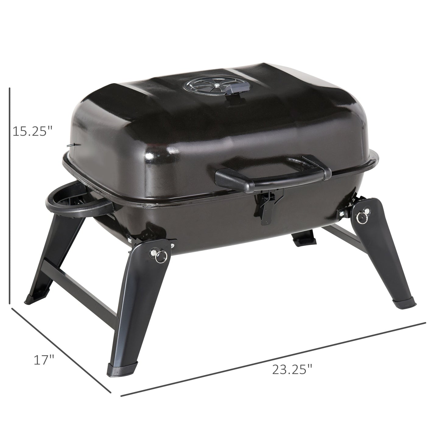 Outdoor and Garden-14'' Charcoal Barbecue Grill with Portable Anti-Scalding Handle Design, Folding Legs for Outdoor BBQ for Poolside, Backyard, Garden - Outdoor Style Company