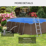 Miscellaneous-14' x 10' x 3' Above Ground Swimming Pool, Non-Inflatable Rectangular Steel Frame Pool with Filter Pump, Safety Ladder for 1-6 People, Brown - Outdoor Style Company