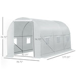 Outdoor and Garden-15' x 7' x 7' Walk-in Tunnel Greenhouse Garden Plant Growing House with Door and Ventilation Window, White - Outdoor Style Company