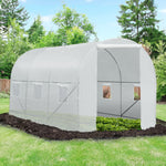 Outdoor and Garden-15' x 7' x 7' Walk-in Tunnel Greenhouse Garden Plant Growing House with Door and Ventilation Window, White - Outdoor Style Company