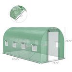 Miscellaneous-15' x 7' x 7' Walk-in Tunnel Hoop Greenhouse, Polyethylene PE Cover, Steel Frame, Roll-Up Zipper Door & Windows for Flowers, Vegetables - Outdoor Style Company