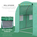 Miscellaneous-15' x 7' x 7' Walk-in Tunnel Hoop Greenhouse Polyethylene PE Cover, Steel Frame, Roll-Up Zipper Door & Windows for Flowers, Vegetables, Green - Outdoor Style Company