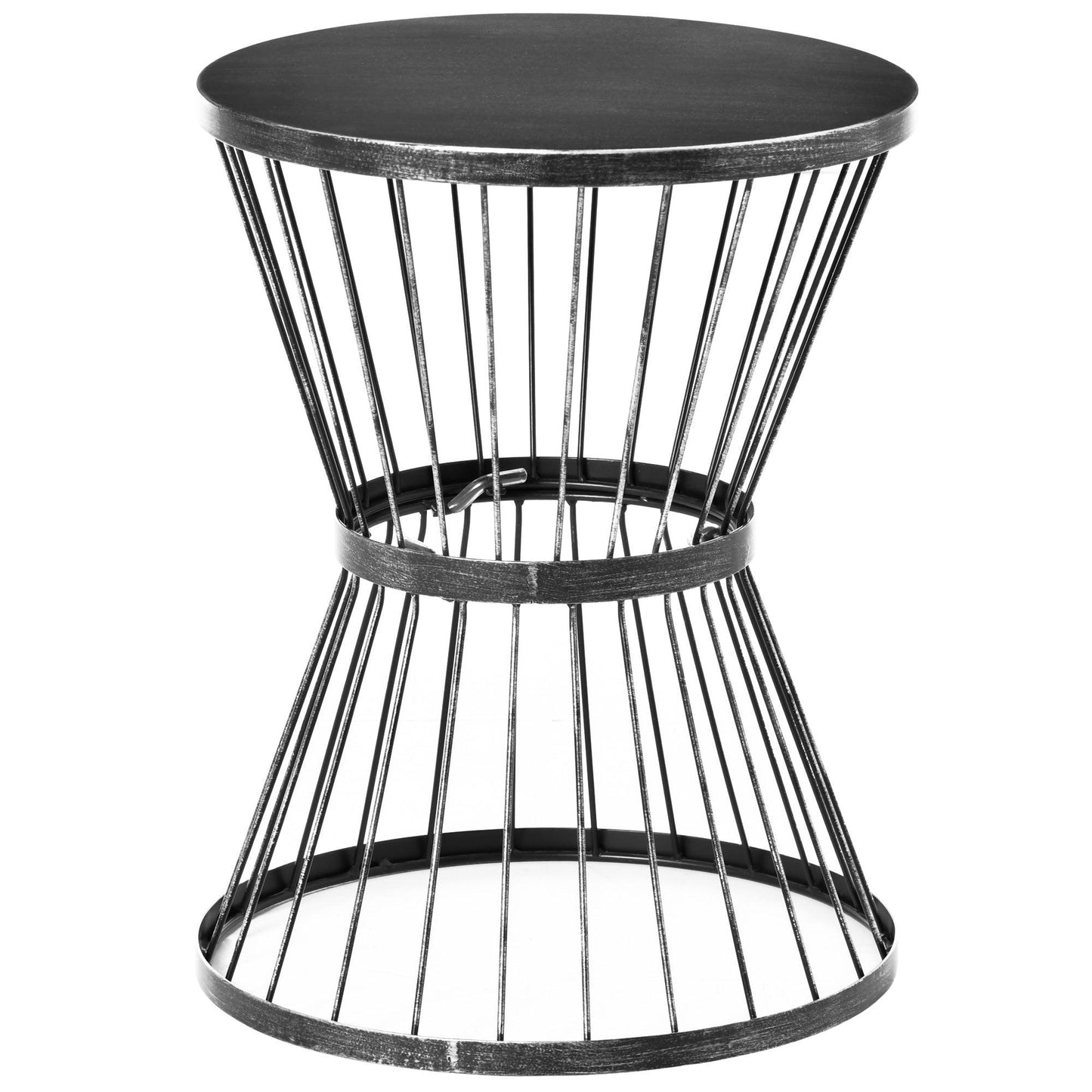 Outdoor and Garden-16" Steel Patio End Table, Side Table with Hourglass Design, Accent Table for Outdoor and Indoor Use, Black - Outdoor Style Company
