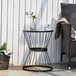 Outdoor and Garden-16" Steel Patio End Table, Side Table with Hourglass Design, Accent Table for Outdoor and Indoor Use, Black - Outdoor Style Company