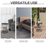 Outdoor and Garden-16" Steel Patio End Table, Side Table with Hourglass Design, Accent Table for Outdoor and Indoor Use, Black - Outdoor Style Company