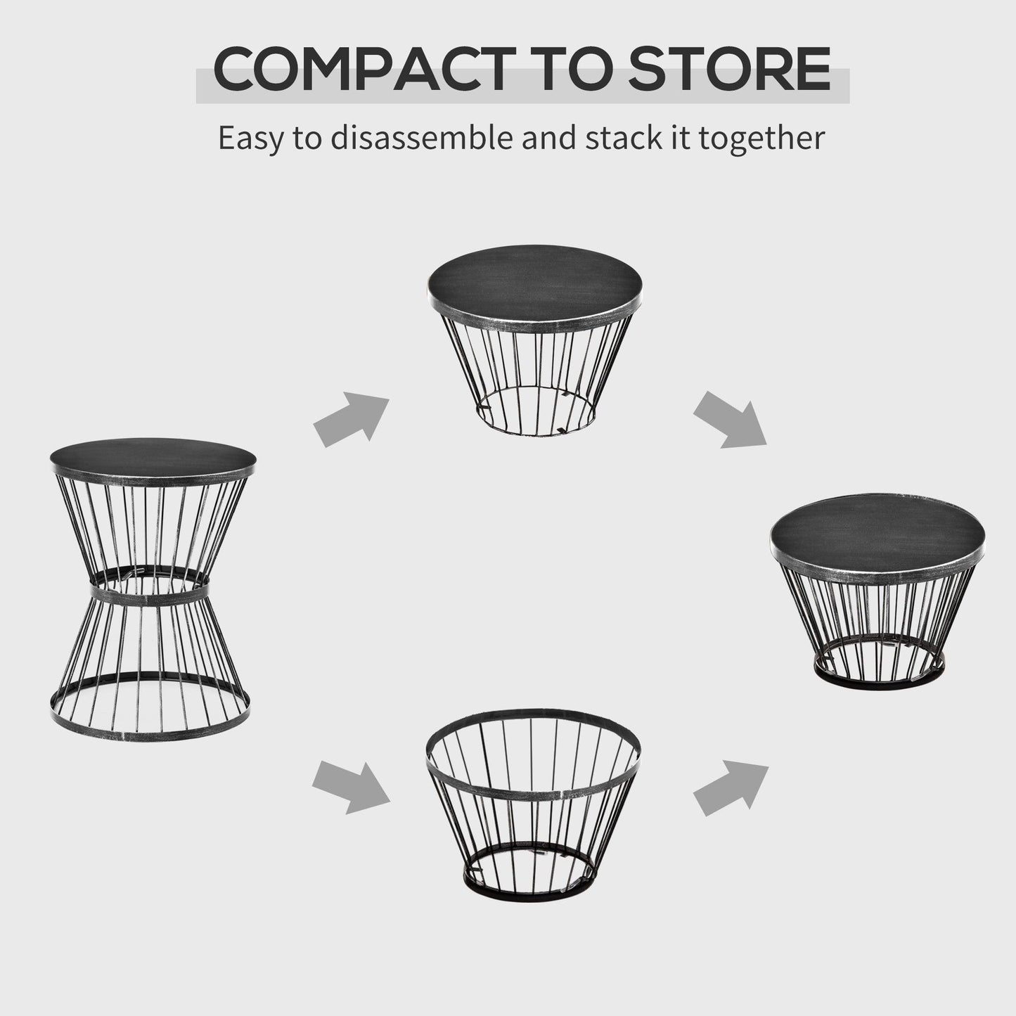 Outdoor and Garden-16" Steel Patio End Table, Side Table with Hourglass Design, Accent Table for Outdoor and Indoor Use, Black - Outdoor Style Company