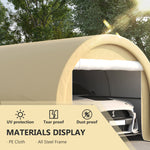 Miscellaneous-16' x 10' Carport, Heavy Duty Portable Garage / Storage Tent with Large - Beige - Outdoor Style Company