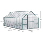 Outdoor and Garden-16' x 8' Aluminum Greenhouse, Walk-in Garden Greenhouse Kit with Adjustable Roof Vent, Rain Gutter and Sliding Door for Winter, Clear - Outdoor Style Company