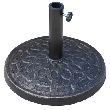 Outdoor and Garden-17" 27 lbs Outdoor Umbrella Stand Base, Round Market Parasol Holder with Decorative Pattern & Easy Setup, for Φ1.5", Φ1.89" Pole, Bronze - Outdoor Style Company