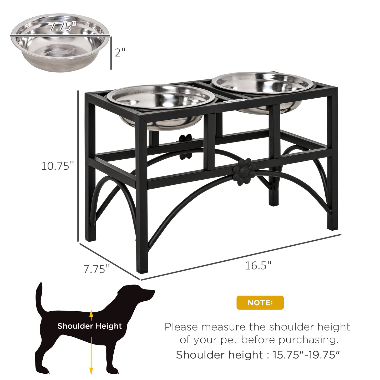 Pet Supplies-17" Double Stainless Steel Heavy Duty Elevated Dog Bowl Dog Feeding Station - Outdoor Style Company