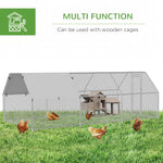 Pet Supplies-18.5' Chicken Coop Galvanized Metal Hen House, Large Rabbit Hutch Poultry Cage Pen Backyard with Cover, Walk-In Pen Run for Outdoor, Silver - Outdoor Style Company