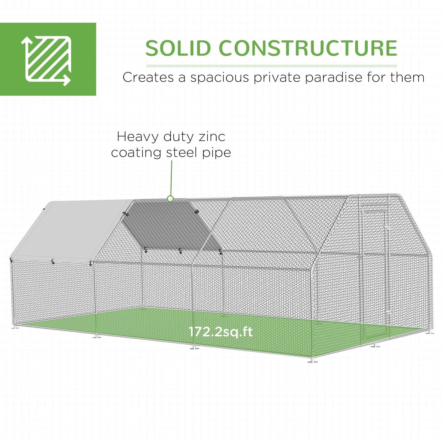 Outdoor and Garden-18.5' Metal Chicken Coop Run with Roof, Walk-In Chicken Coop Fence, Chicken House Chicken Cage Outdoor Chicken Pen Hen House - Outdoor Style Company