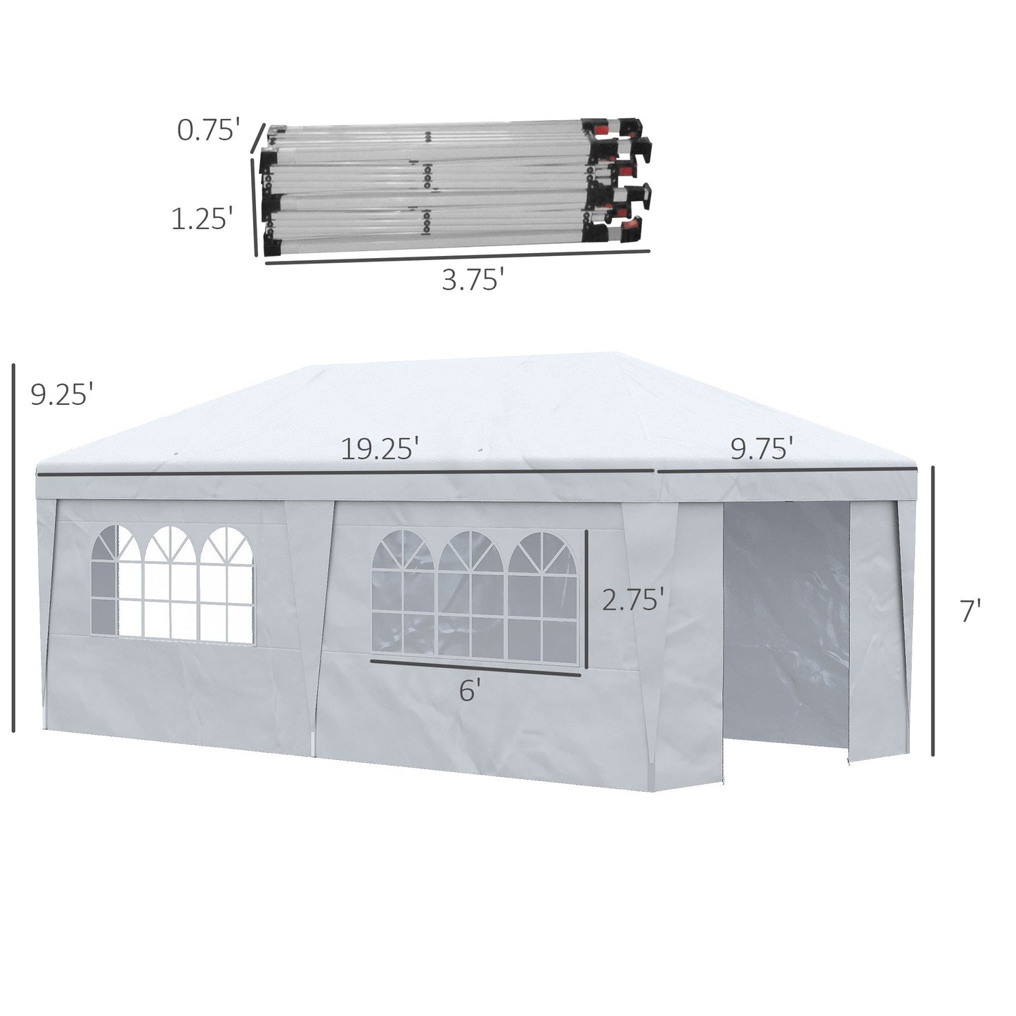 Miscellaneous-19' x 10' Pop Up Canopy with Sidewalls, Height Adjustable Large Party Tent - Outdoor Style Company