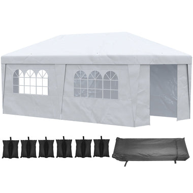 Miscellaneous-19' x 10' Pop Up Canopy with Sidewalls, Height Adjustable Large Party Tent - Outdoor Style Company