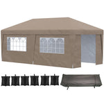 Miscellaneous-19' x 10' Pop Up Canopy with Sidewalls, Height Adjustable Large Party Tent with Leg Weight Bags, 2 Doors and Wheeled Carry Bag - Outdoor Style Company