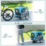 Pet Supplies-2-In-1 Dog Bike Trailer, Pet Trolley Cart with 360 Swivel Quick-release Wheel, Bicycle Wagon with Reflectors, Flag for Travel, Blue - Outdoor Style Company