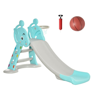 Toys and Games-2 in 1 Kids Slide with Basketball Hoop, Toddler Freestanding Slider Playset, Slipping Climber Set Exercise Toy for 18 months -4 Years Old, Blue - Outdoor Style Company