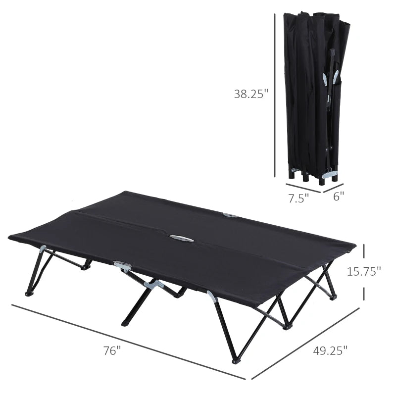 Outdoor and Garden-2 Person Folding Camping Cot for Adults, 50" Extra Wide Outdoor Portable Sleeping Cot with Carry Bag, Elevated Camping Bed, Beach Hiking - Outdoor Style Company