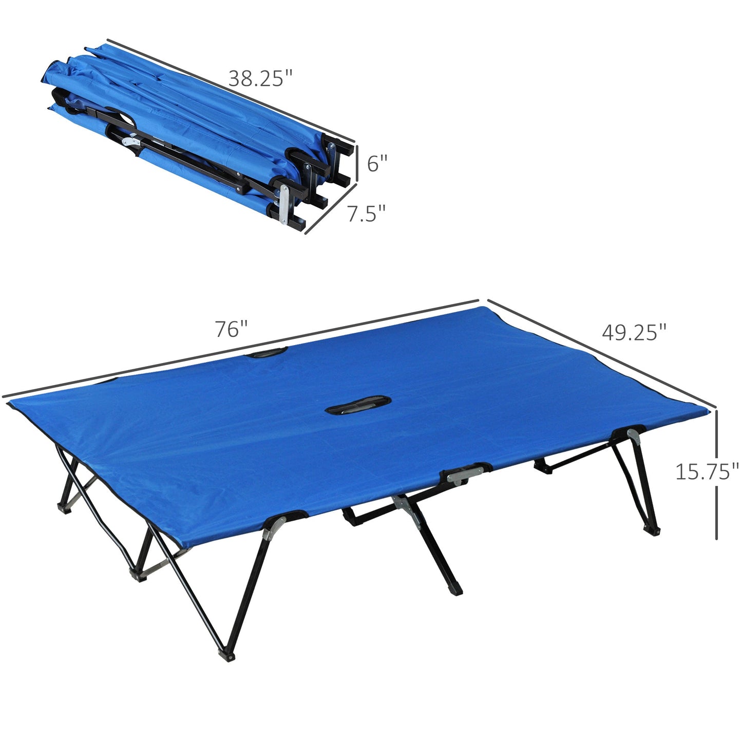Miscellaneous-2 Person Folding Camping Cot for Adults, 50" Extra Wide Portable Sleeping Cot with Carry Bag, Elevated Camping Bed, Beach Hiking, Blue - Outdoor Style Company