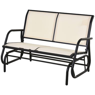 Outdoor and Garden-2-Person Outdoor Glider Bench, Outdoor Swing Chair Loveseat with Steel Frame for Backyard Garden Porch, Beige - Outdoor Style Company