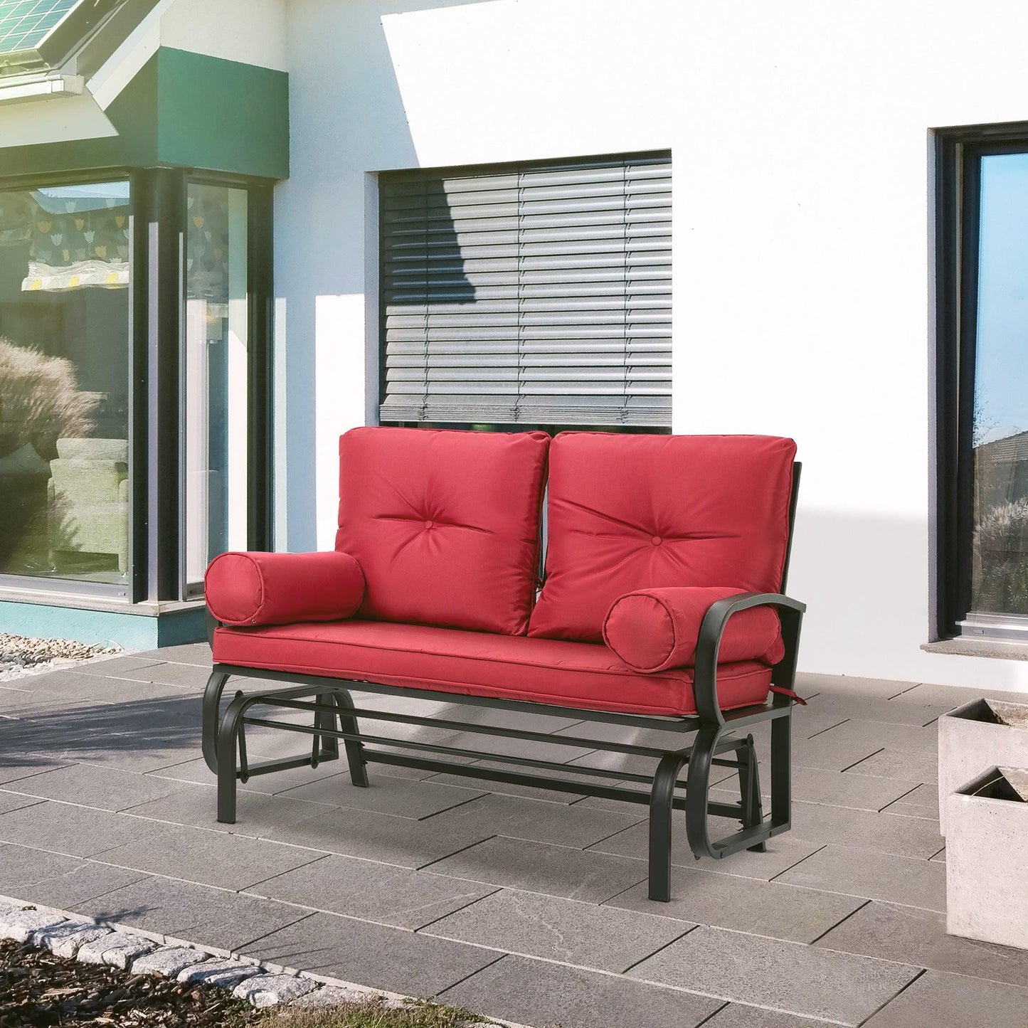 Outdoor and Garden-2-Person Outdoor Glider Chair, Patio Double Rocking Loveseat with Steel Frame - Outdoor Style Company