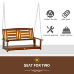 Outdoor and Garden-2-Person Outdoor Patio Swing Chair with Pine Wood Frame and Wide Backrest for Patio and Yard, 47" x 27" x 25", Teak - Outdoor Style Company