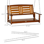 Outdoor and Garden-2-Person Outdoor Patio Swing Chair with Pine Wood Frame and Wide Backrest for Patio and Yard, 47" x 27" x 25", Teak - Outdoor Style Company