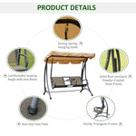 Outdoor and Garden-2-Person Outdoor Swing, Patio Swing Bench with Adjustable Tilt Canopy, Cup Holder and Storage Tray, Steel Frame, Brown - Outdoor Style Company