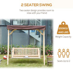 Outdoor and Garden-2-Person Outdoor Swing Porch Swing with Wooden Stand, Strong A-Frame Design, & Adjustable Water-Fighting Canopy - Outdoor Style Company