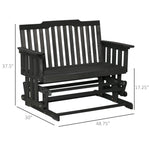 Outdoor and Garden-2-Person Patio Swing Glider Bench with Quick Drying Design and Widen Armrest, Wood Rocking Chair Loveseat for Backyard Garden Porch, Black - Outdoor Style Company