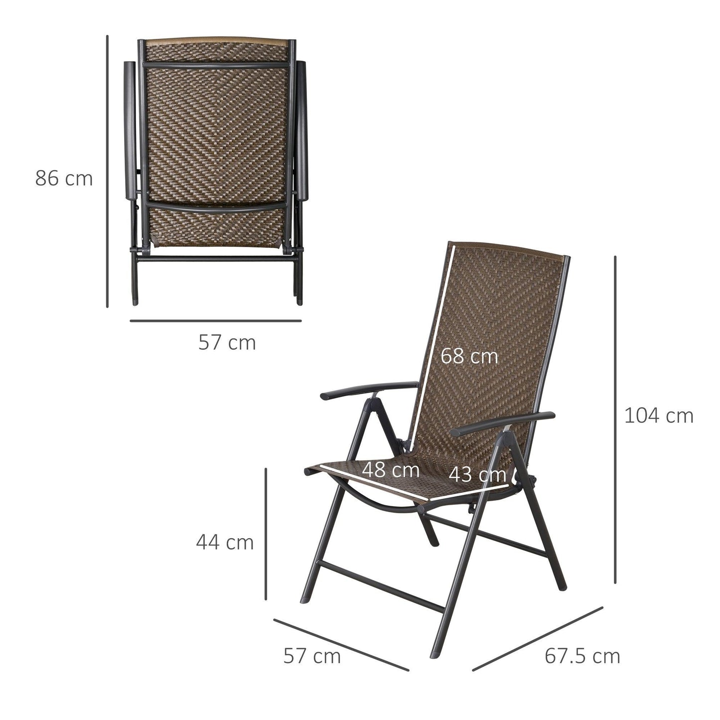 Outdoor and Garden-2-Piece PE Rattan Wicker Patio Recliner Set with Folding Design, Quality Steel Frame, & All-Weather Build, Grey - Outdoor Style Company